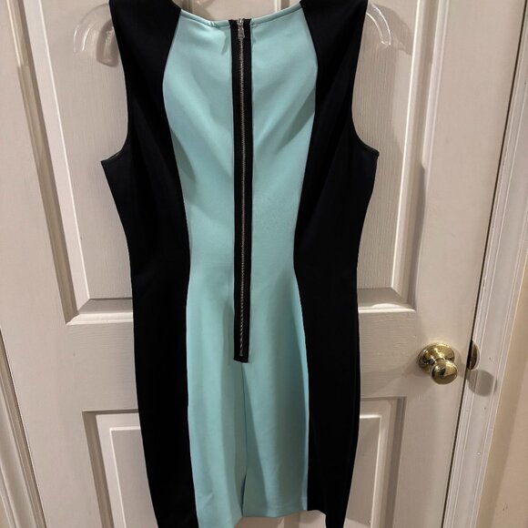 Boston Proper Women's Black/Teal Scuba Dress Size:10 - Picture 6 of 8
